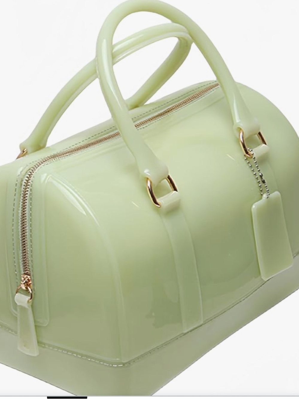 Ladies Summer Jelly Top Handle Handbag Avocado Color Transparent Crystal Purse - Picture 6 of 12